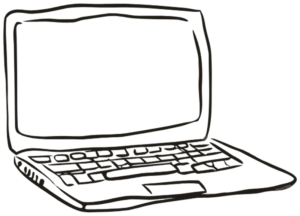 Gezeichneter Laptop als Hinweis auf das Online-Coaching